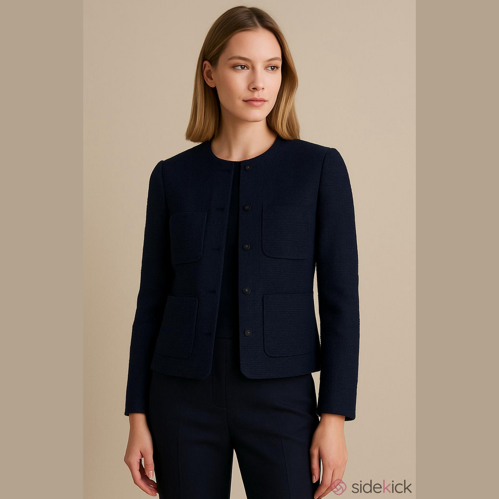 Vince Navy Wool Snap Button Jacket Size 6